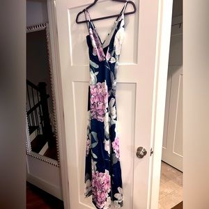 Floral navy and pink maxi dress